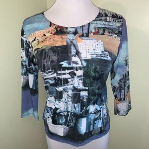 Print 3/4 sleeve blouse